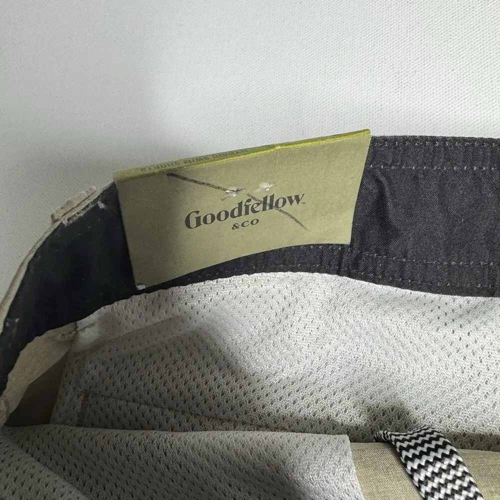 Goodfellow & Co Hybrid Swim Shorts Mens 28 Beige Stretch Chino Beach Golf